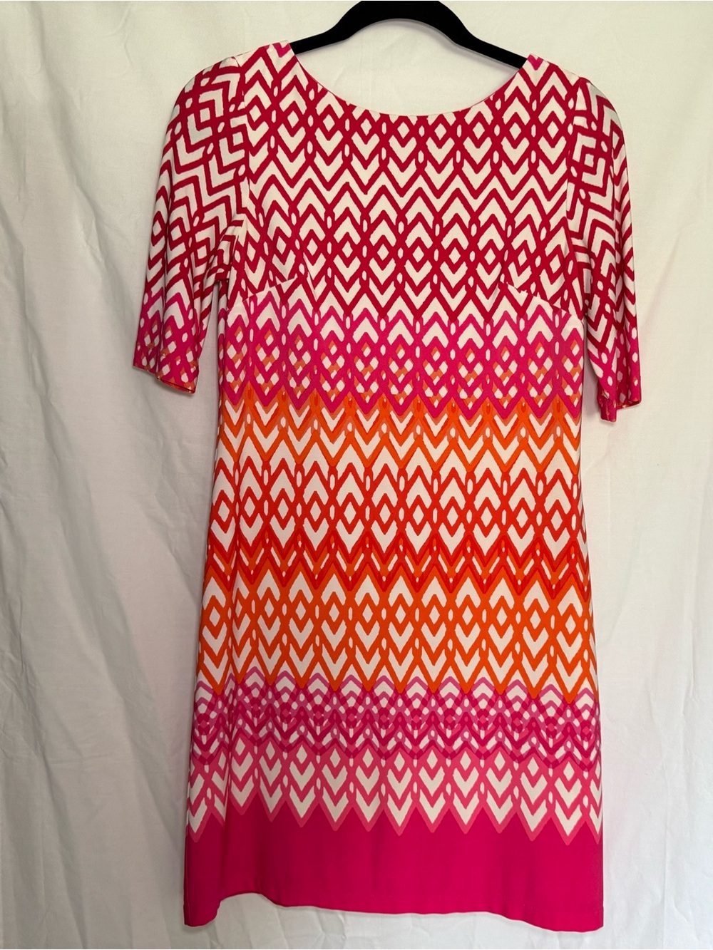 Eliza J Pink Orange Geometric Chevron Shift Dress Size 2 Retro Mod